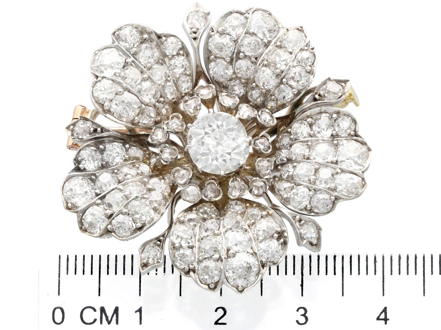 1890s Antique 11.97 Carat Diamond and White Gold Floral Brooch 3