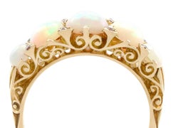 1890s Antique 1.72 Carat Opal and Diamond Yellow Gold Five-Stone Ring