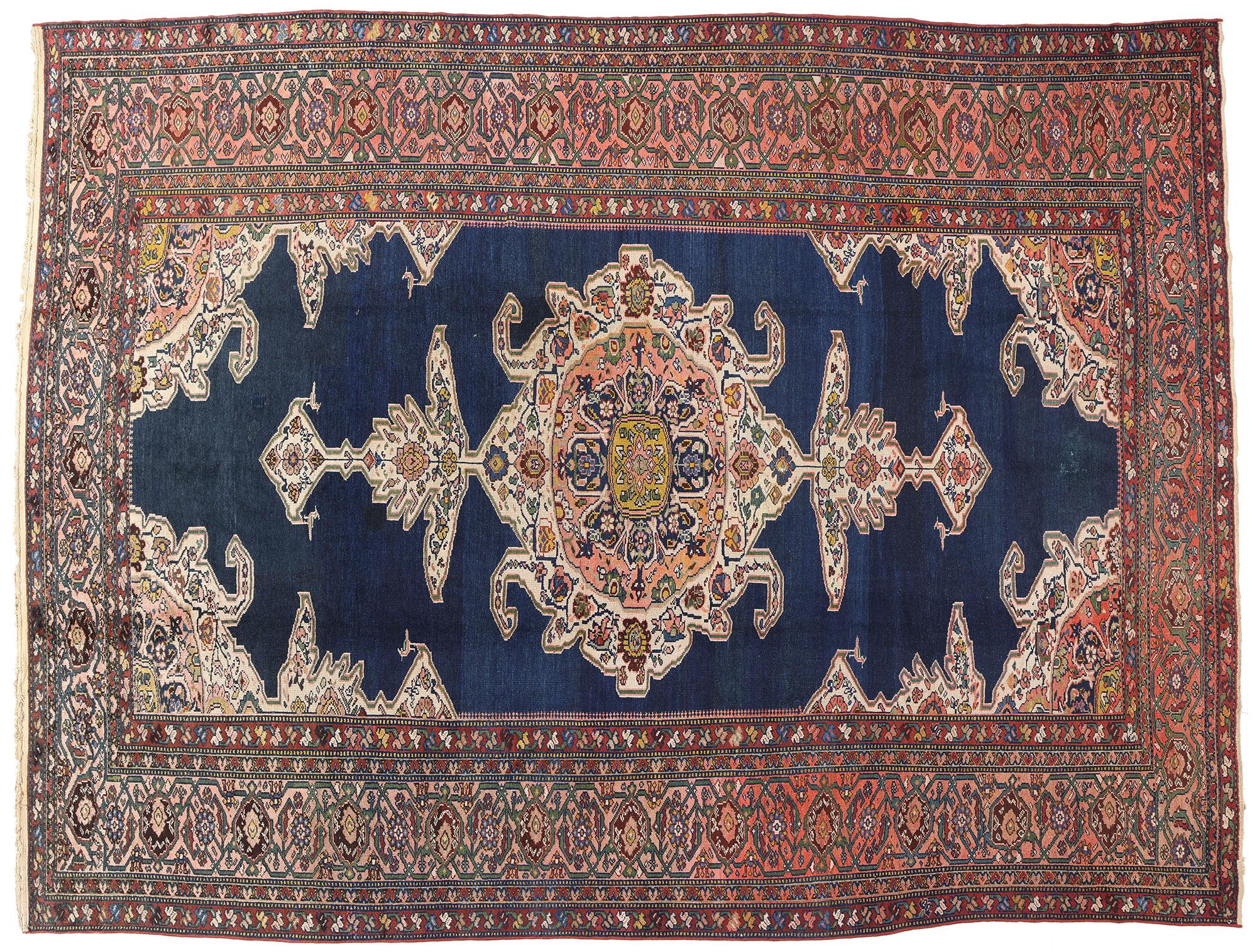 1890's Antiker Blauer Persischer Hamadan Teppich im Angebot 3