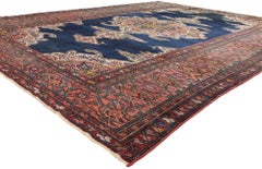 1890's Antique Blue Persian Hamadan Carpet