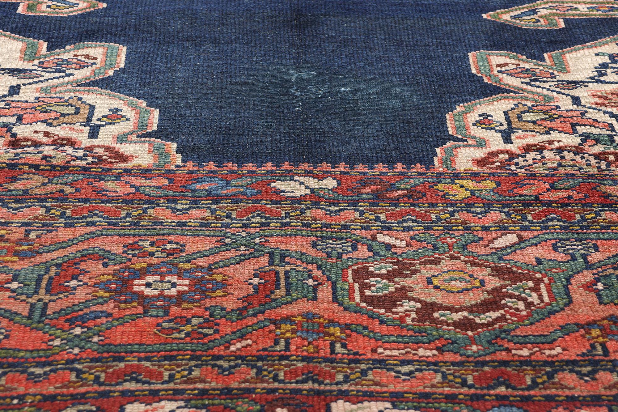 1890's Antiker Blauer Persischer Hamadan Teppich im Zustand „Gut“ im Angebot in Dallas, TX