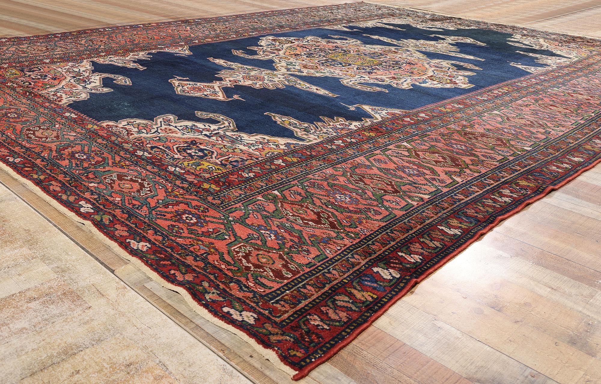 1890's Antiker Blauer Persischer Hamadan Teppich (Wolle) im Angebot