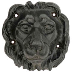 1890s Antique Cast Iron Lion Head in Black Finish from Western MA