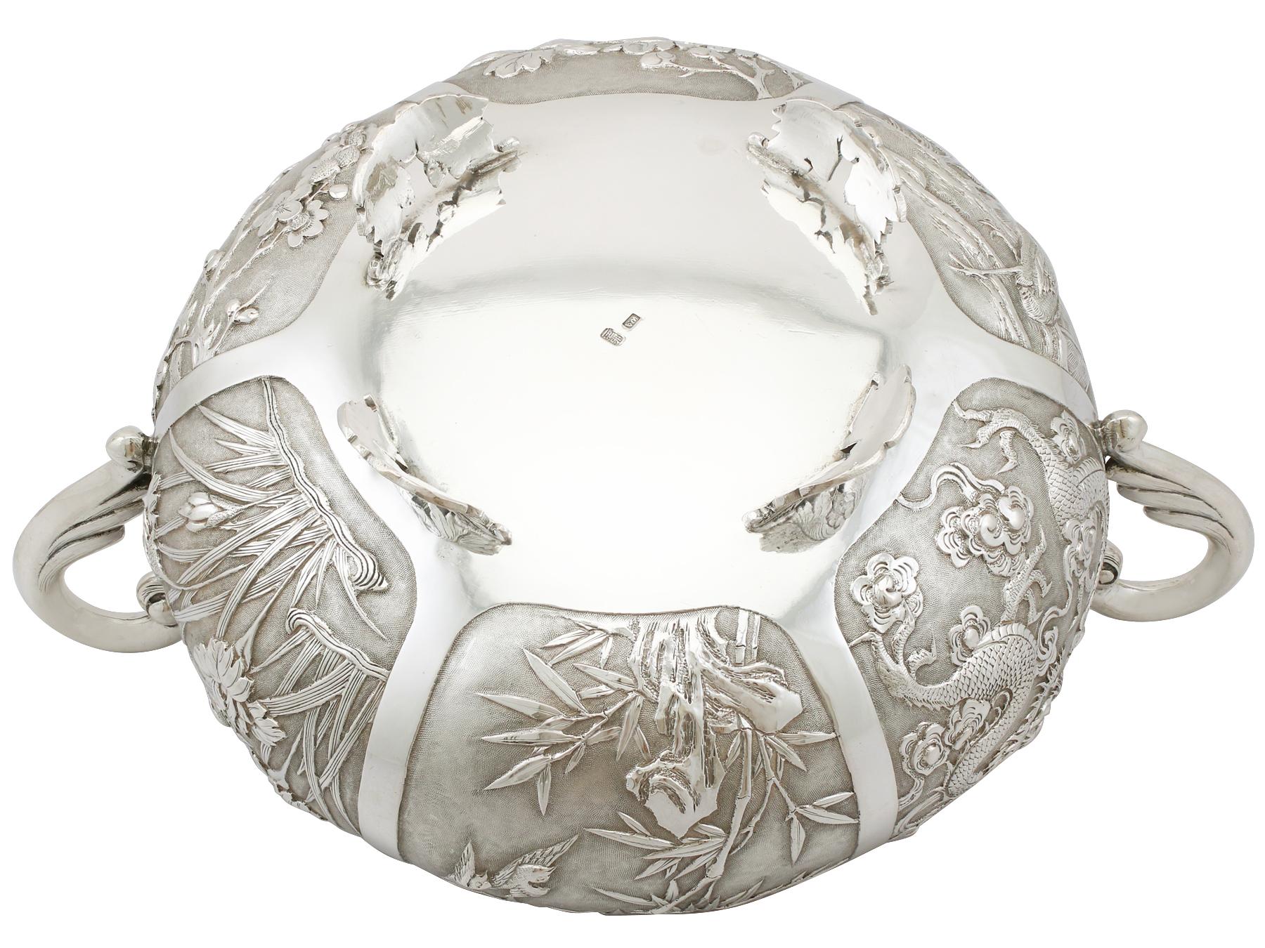 1890s Antique Chinese Export Silver Bowl 7