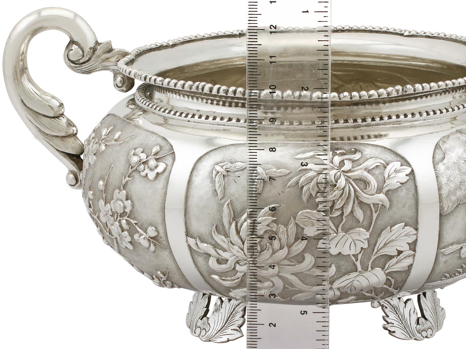 1890s Antique Chinese Export Silver Bowl 8
