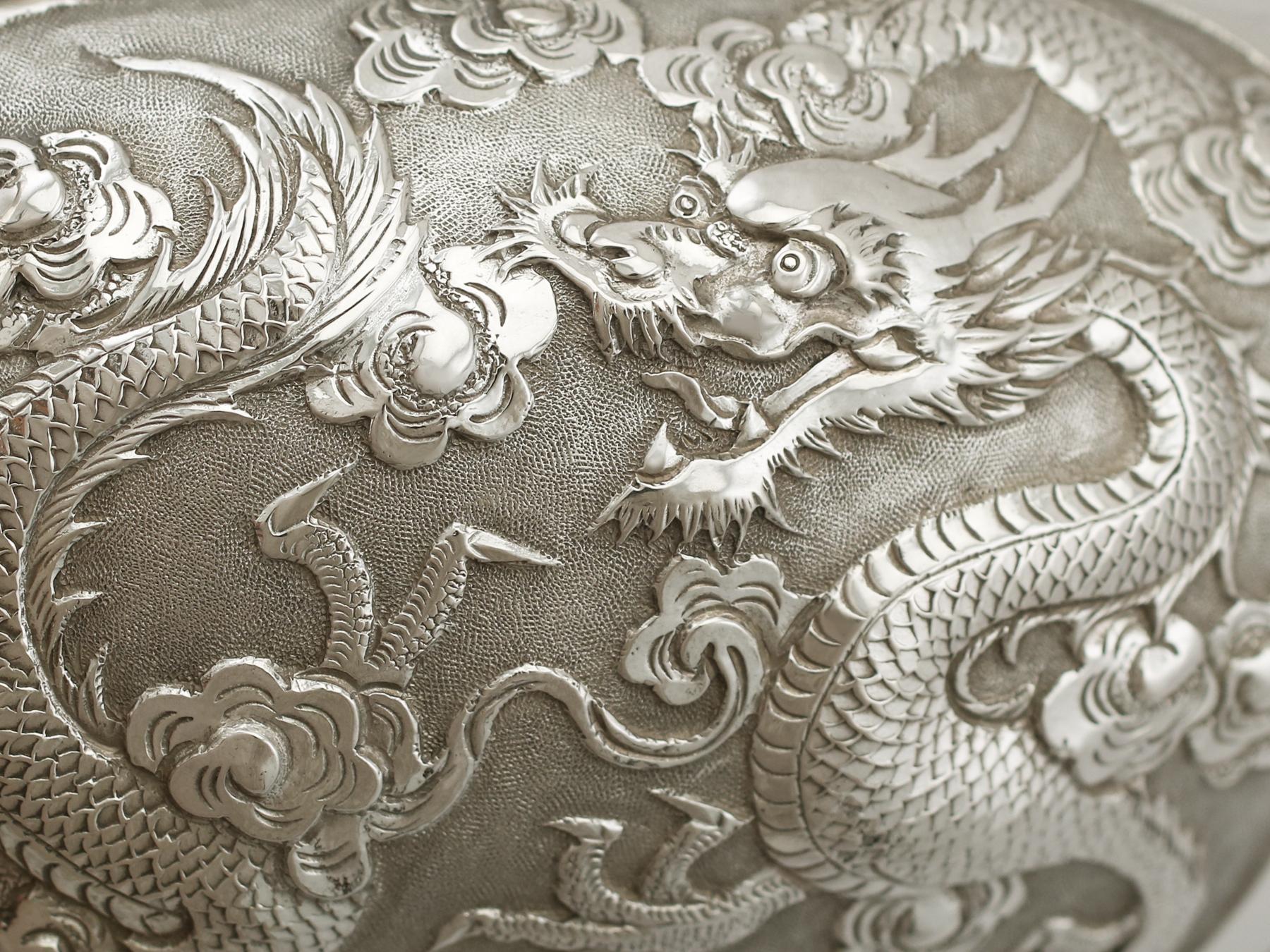 1890s Antique Chinese Export Silver Bowl 4