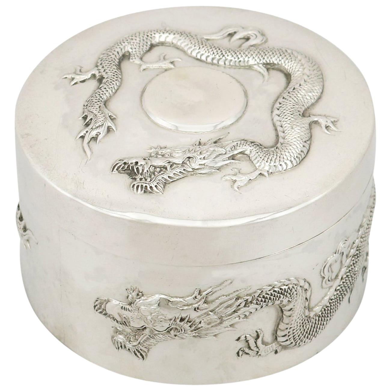 1890s Antique Chinese Export Silver Box by Wang Hing