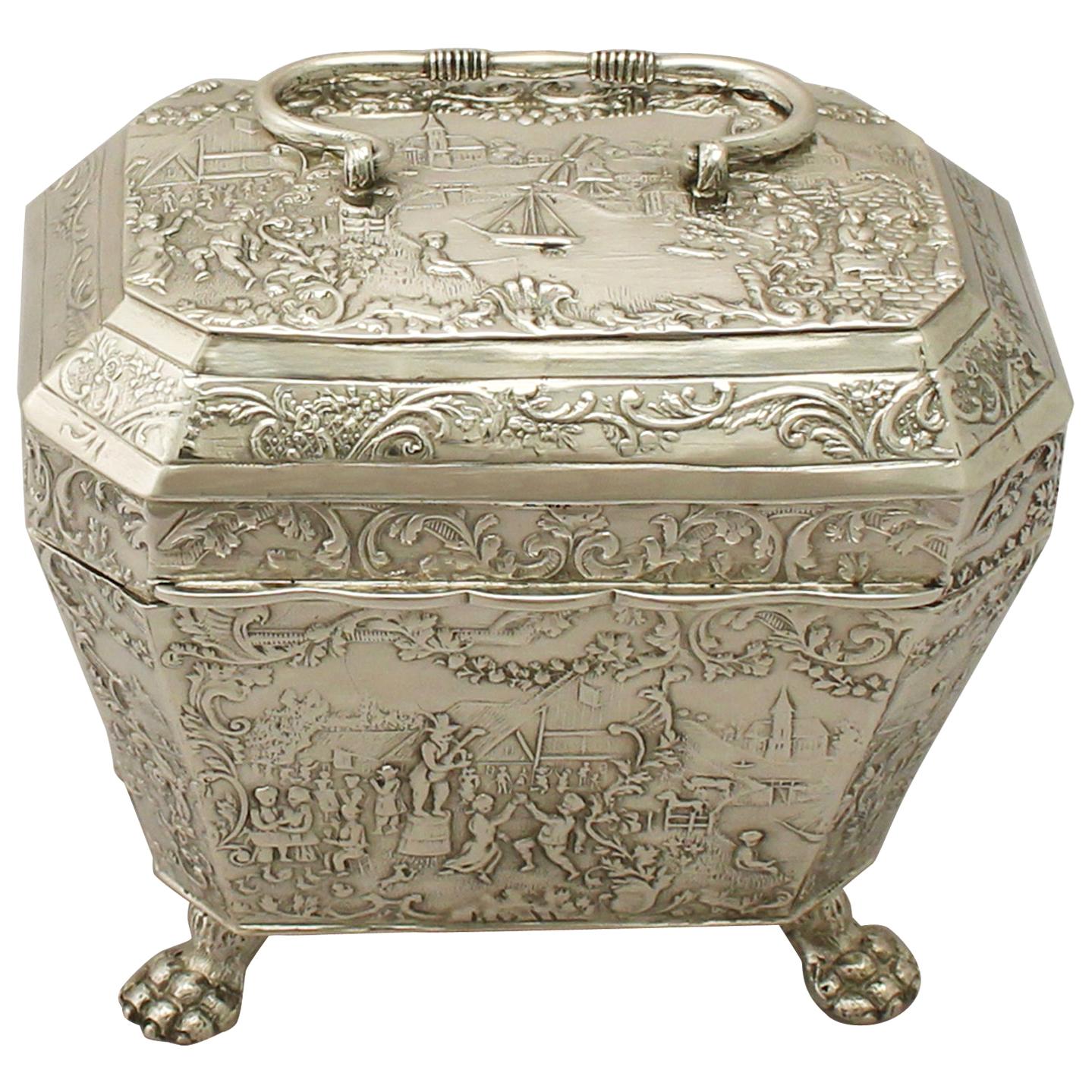 1890s Antique Dutch Silver Tea Caddy For Sale at 1stdibs