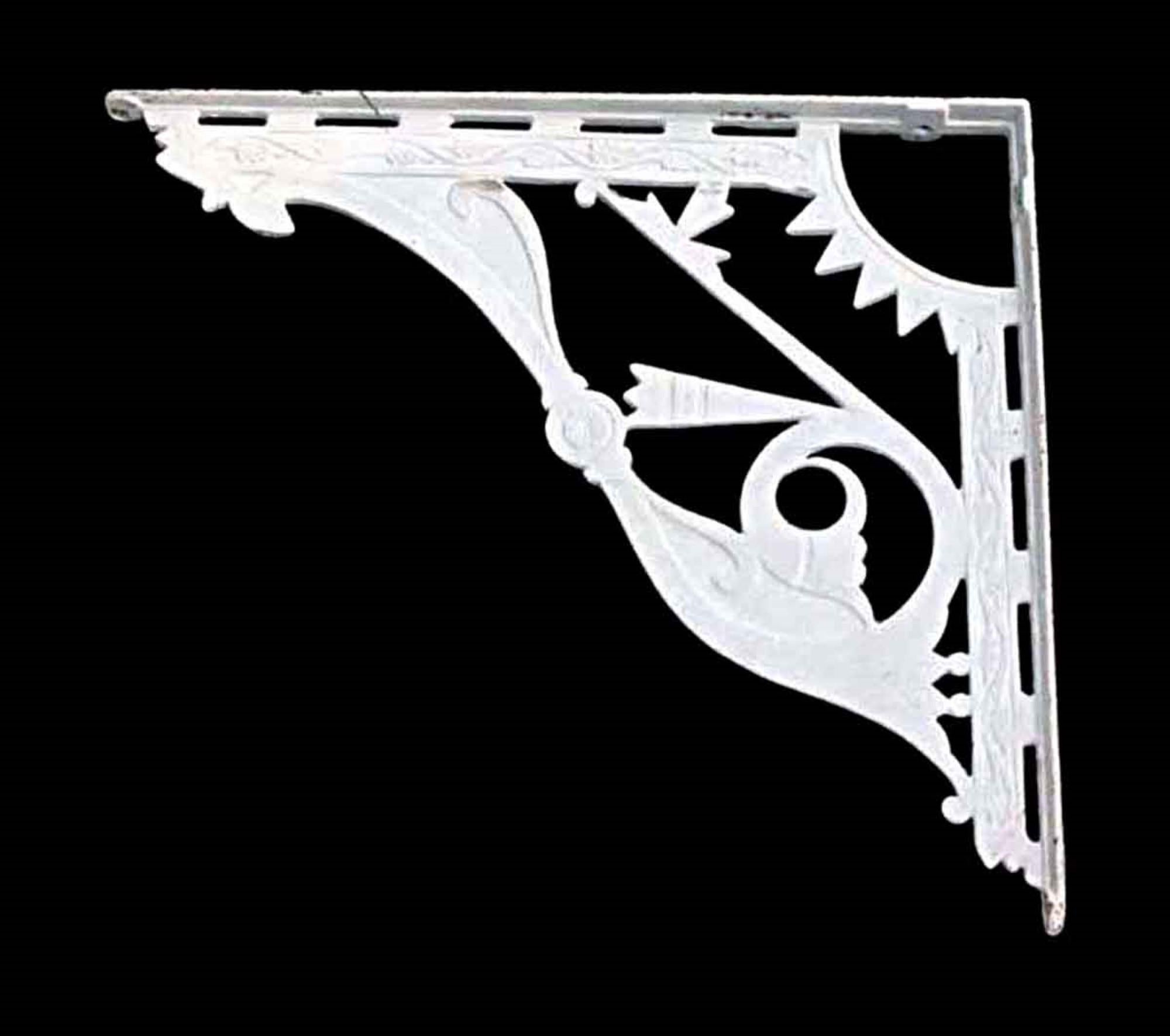 American 1890s Antique Eastlake Large Scale Cast Iron Shelf Brackets Painted White