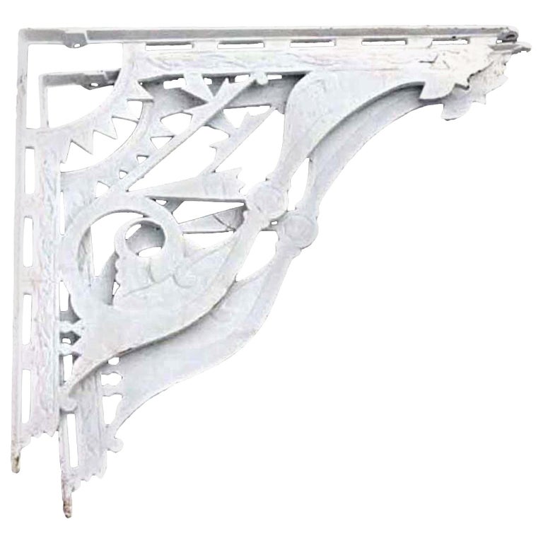 1890s Antique Eastlake Large Scale Cast Iron Shelf Brackets Painted