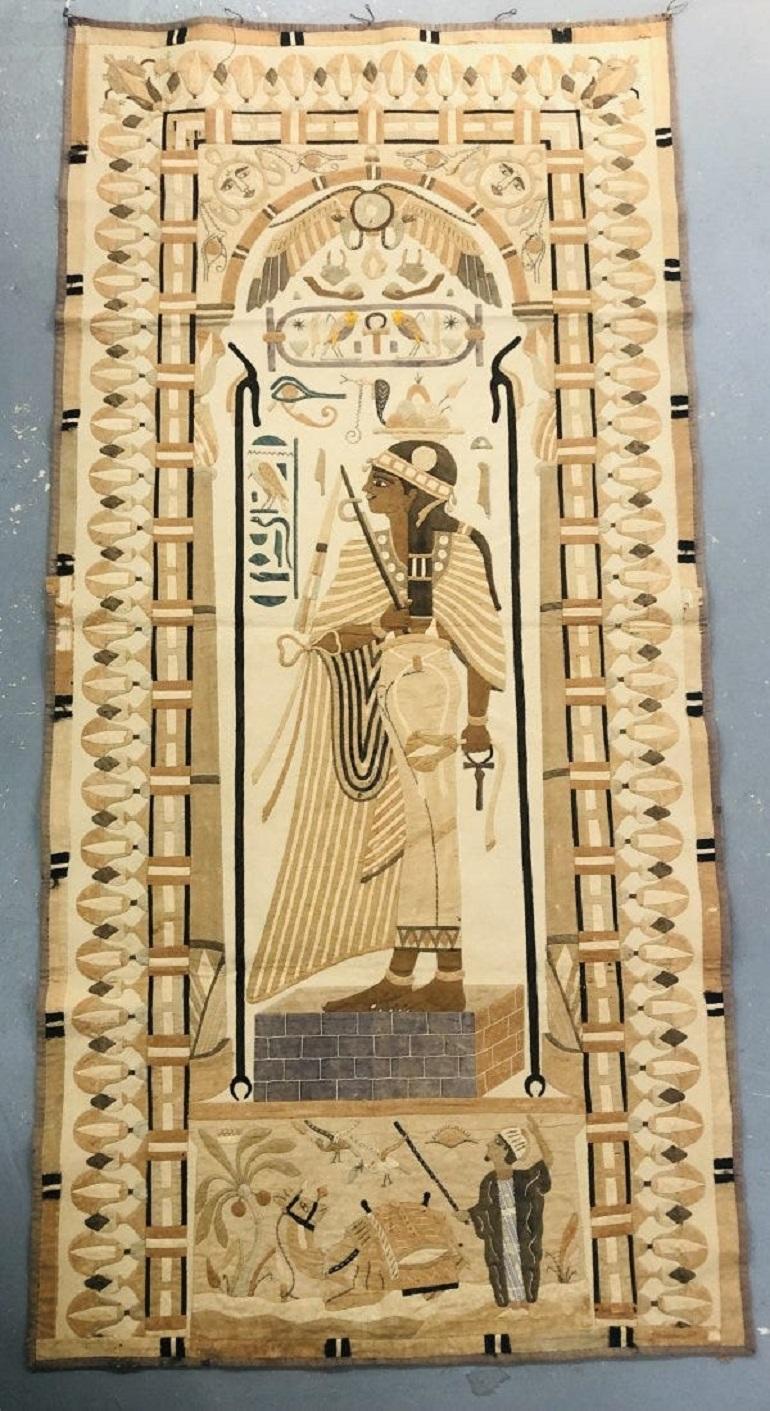 Egyptian Revival 1890's Antique Egyptian Cotton Applique Tapestry For Sale