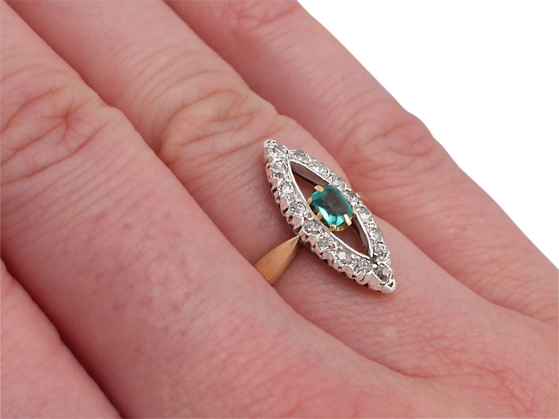 1890s Antique Emerald Diamond Gold Cocktail Ring 2