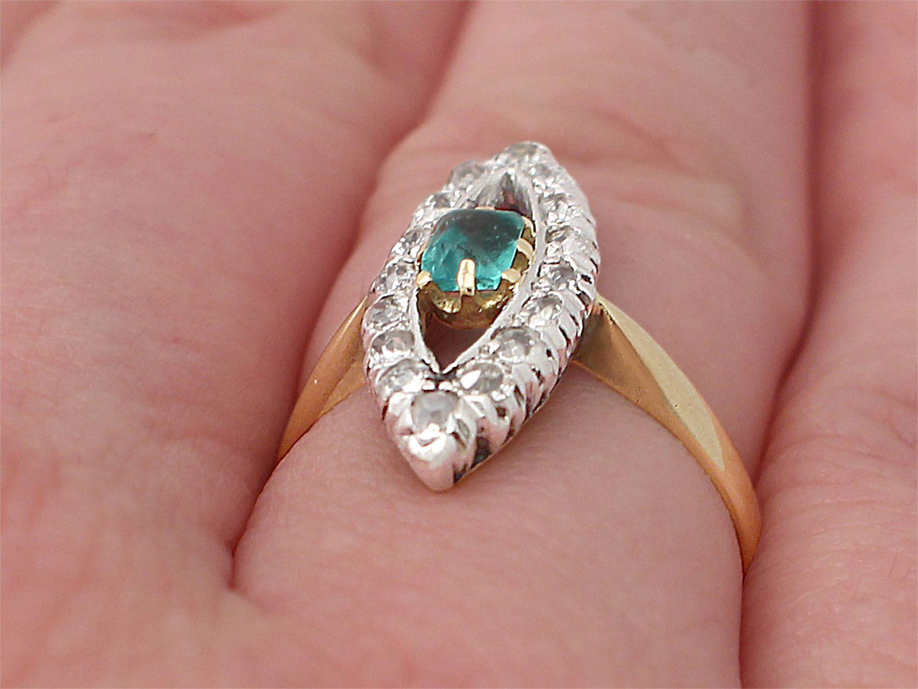 1890s Antique Emerald Diamond Gold Cocktail Ring 3