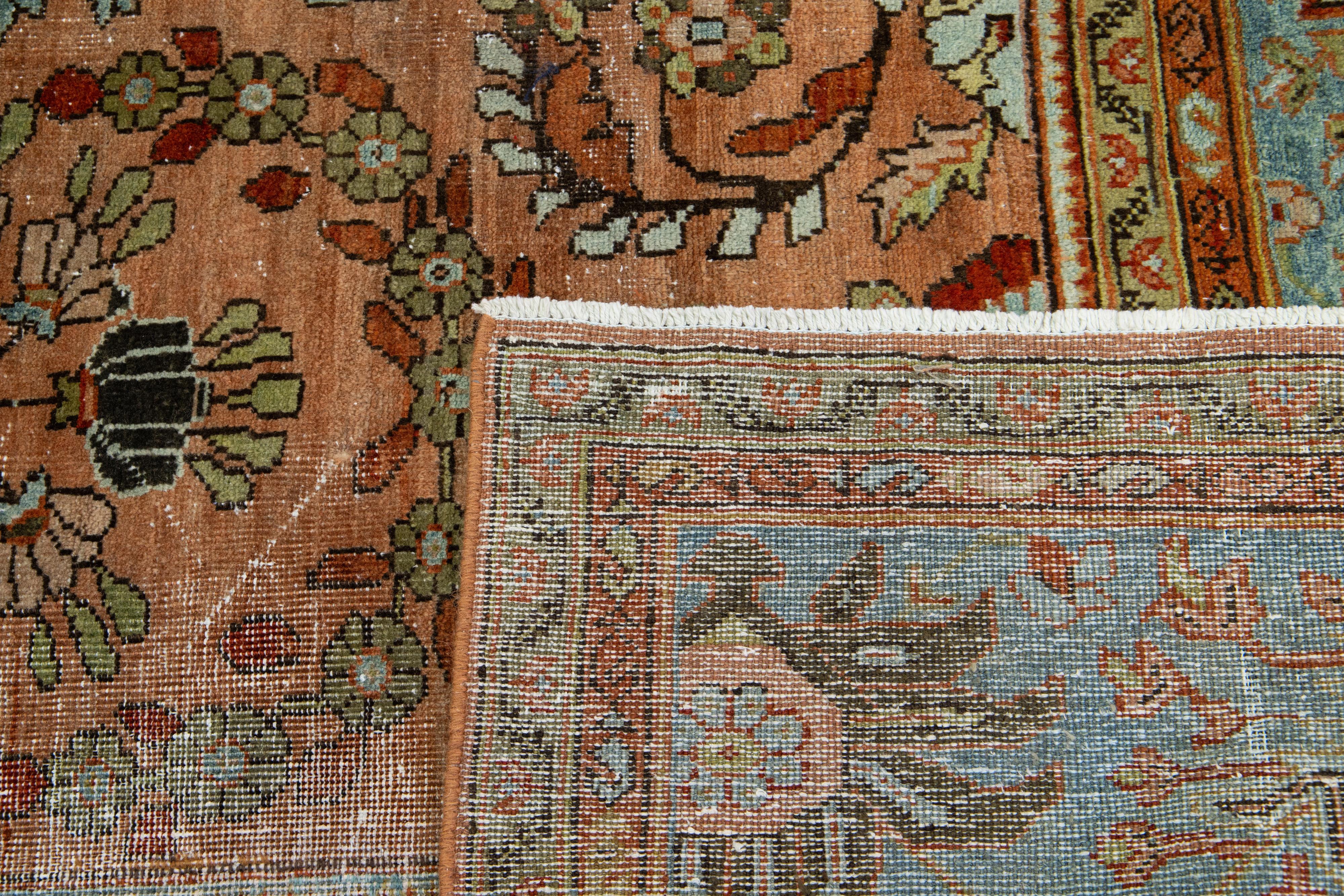 1890er Jahre Antiker geblümter persischer Sultanabad-Wollteppich  In Rost  im Angebot 1