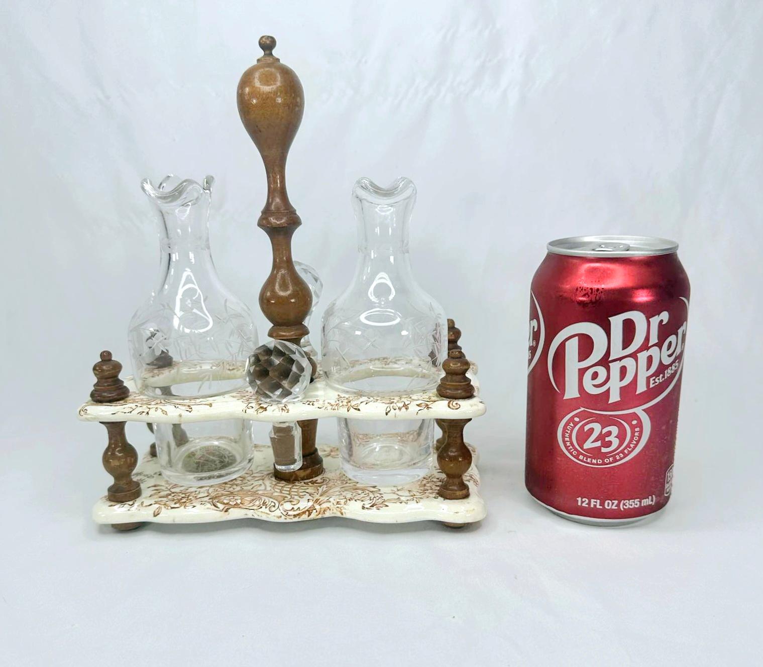 1890 Antique French Salins Creamware Cruet Set Olio e Aceto - 3 pezzi in vendita 3