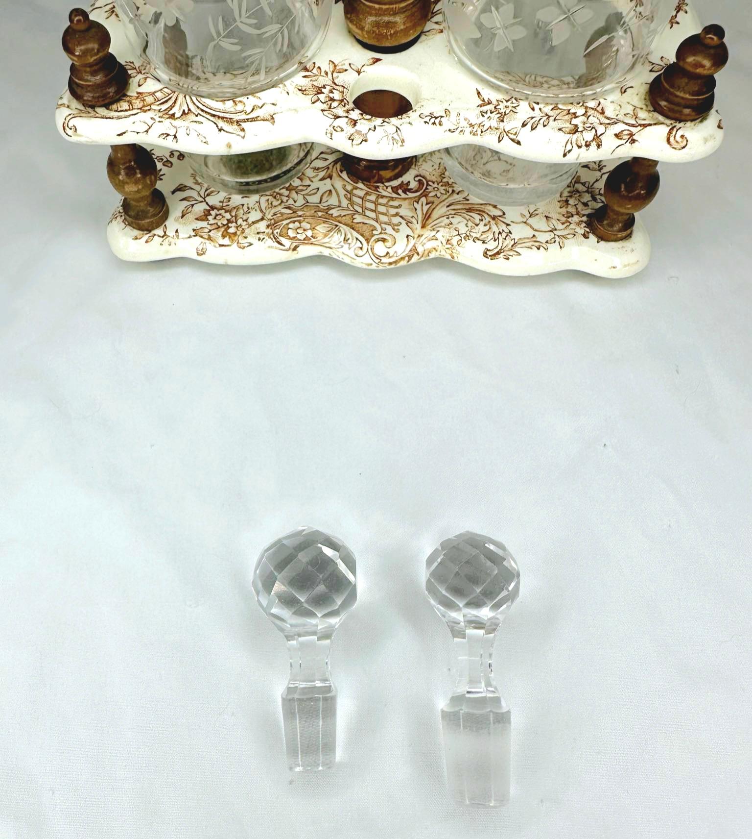 1890 Antique French Salins Creamware Cruet Set Olio e Aceto - 3 pezzi in vendita 6