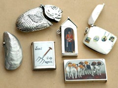 1890er Jahre Antike Französisch Silber Muschel Vesta Fall