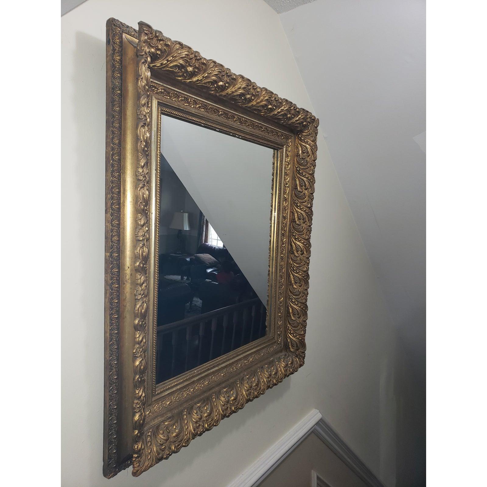 Ornate focal point -Bold, ornate gilt resin over hard wood framed hanging wall mirror is the perfect focal point for any entryway, bathroom, bedroom or any room in your home

Embellished accents -Decorative gold mirror is accented around the edges