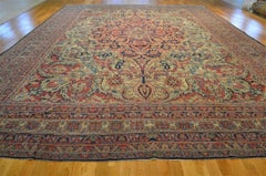 1890s Antique Handmade Persian Lavar Kerman Rug - 13'7" x 19'4"