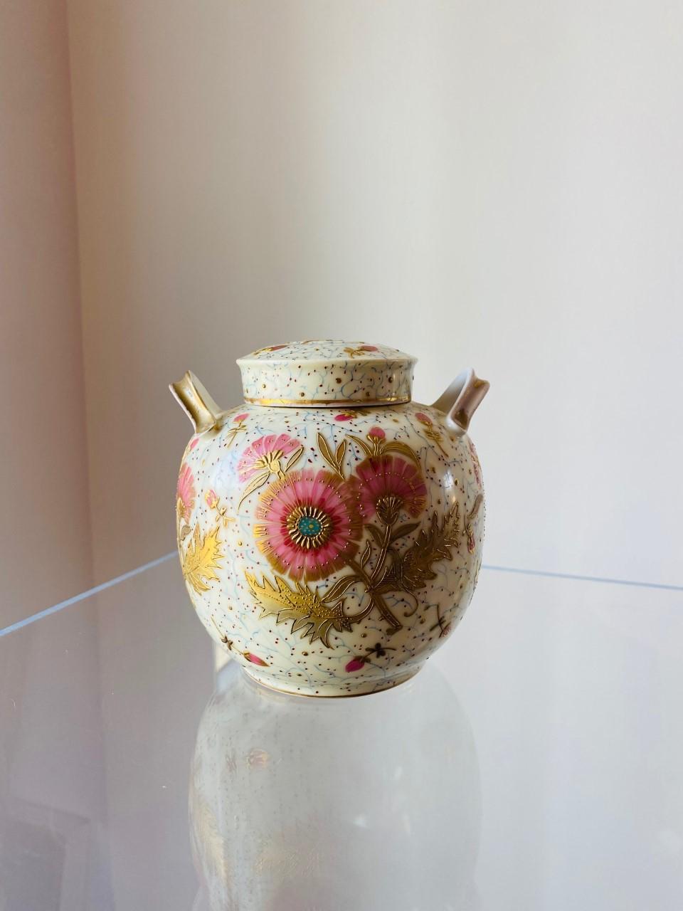 Hand-Crafted 1890s Antique Limoges Porcelain Decorative Canister
