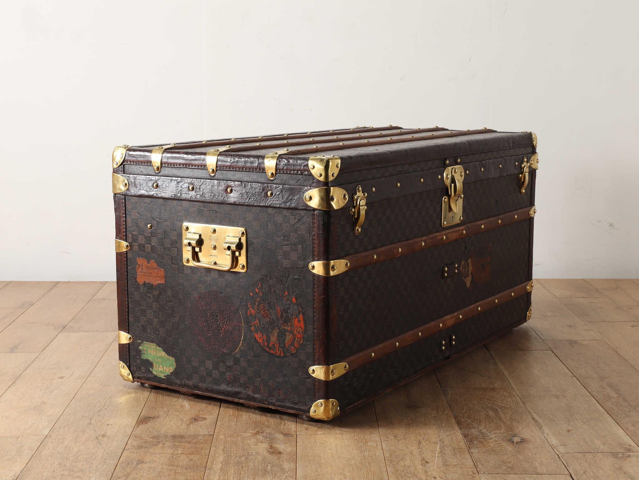 Antiquités 1890 Louis Vuitton Malle Damier Courier Vapeur 1