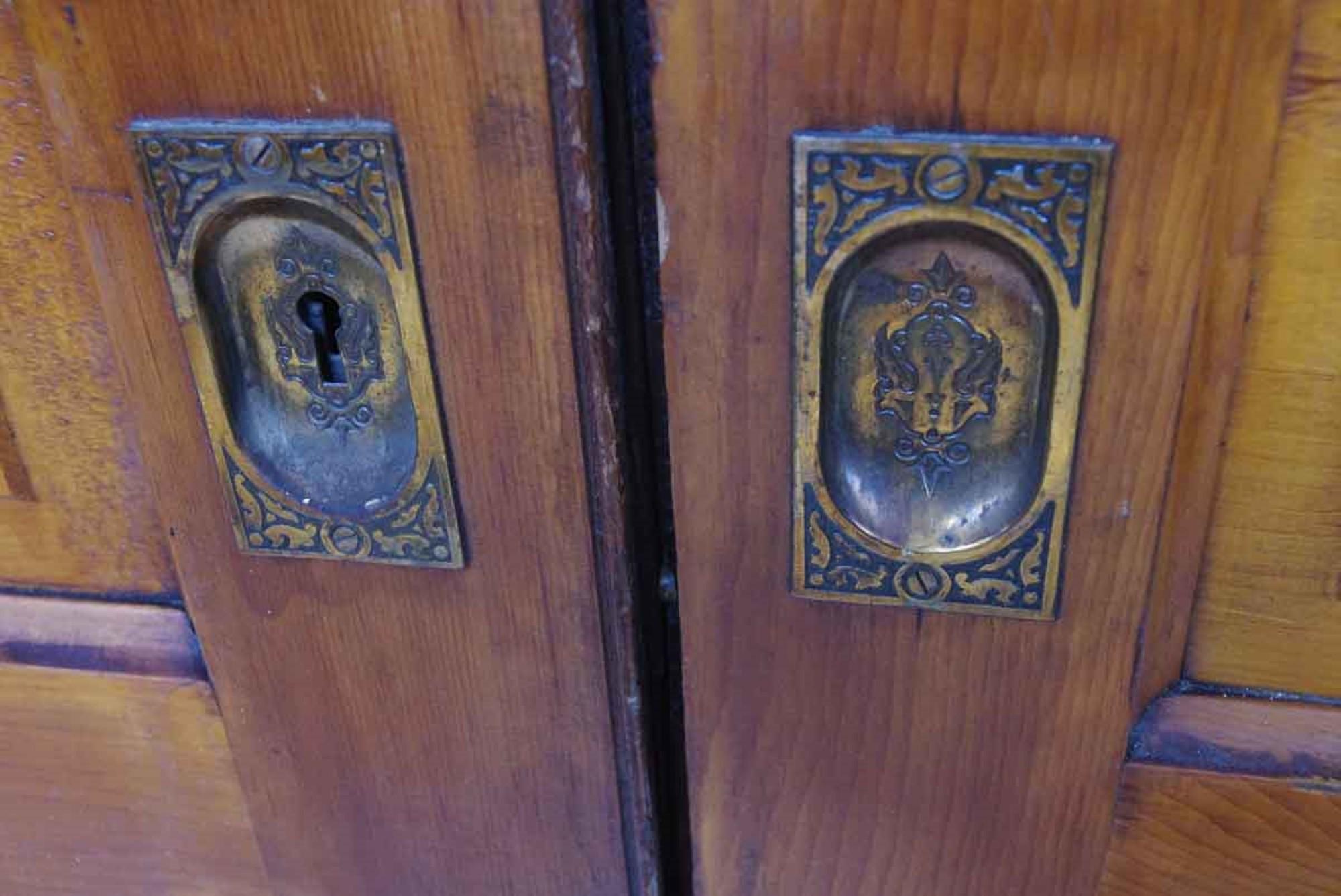 American 1890s Antique Pair of Five Panel Pocket Doors