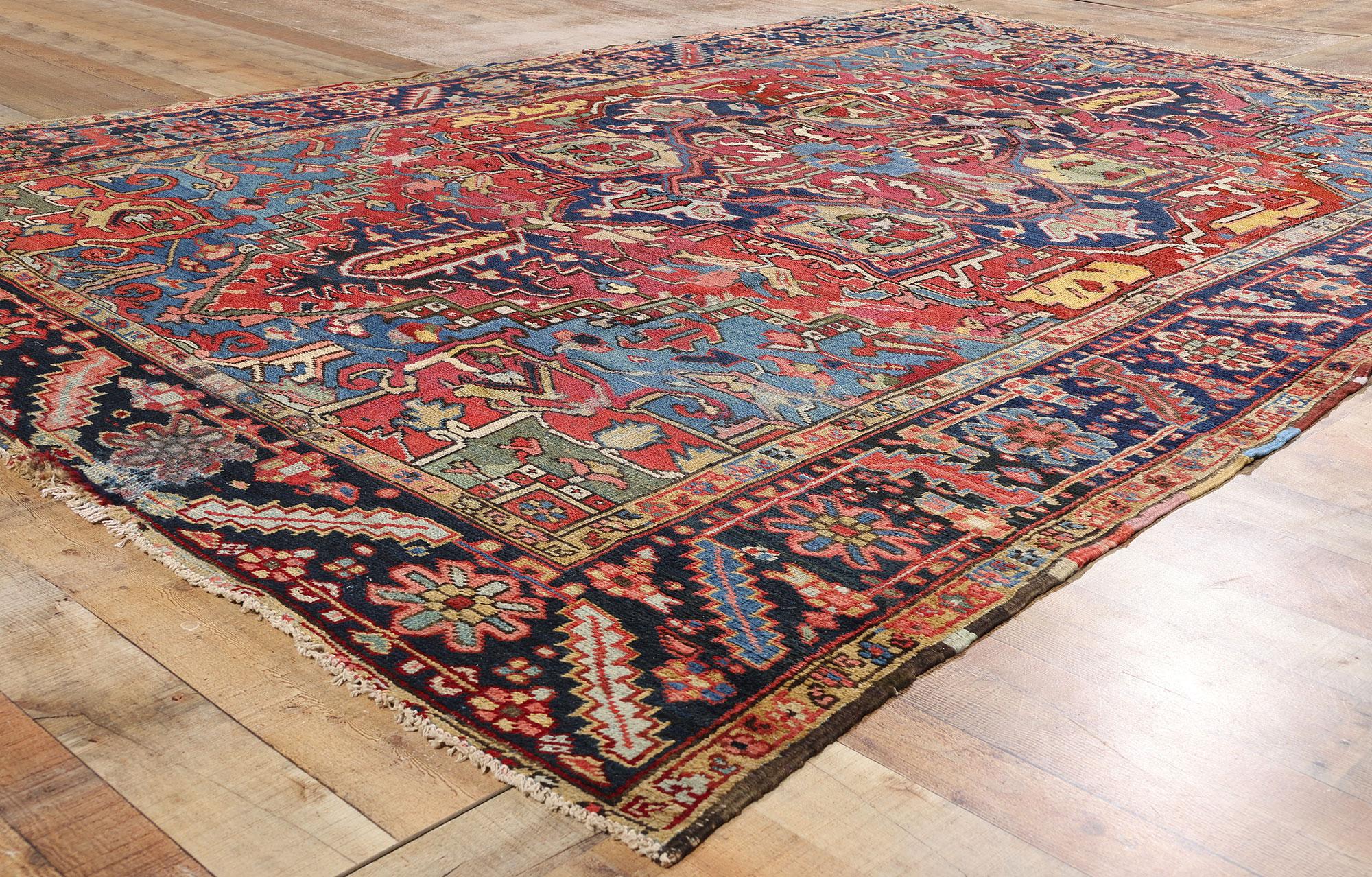 Laine Tapis persan Serapi ancien des années 1890 en vente