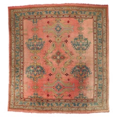 1890's Antique Pink Turkish Oushak Carpet