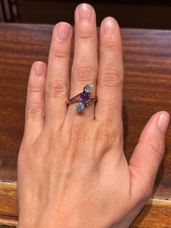 1890s Antique Purple Sapphire and Old Mine Cut Diamond Fashion Ring