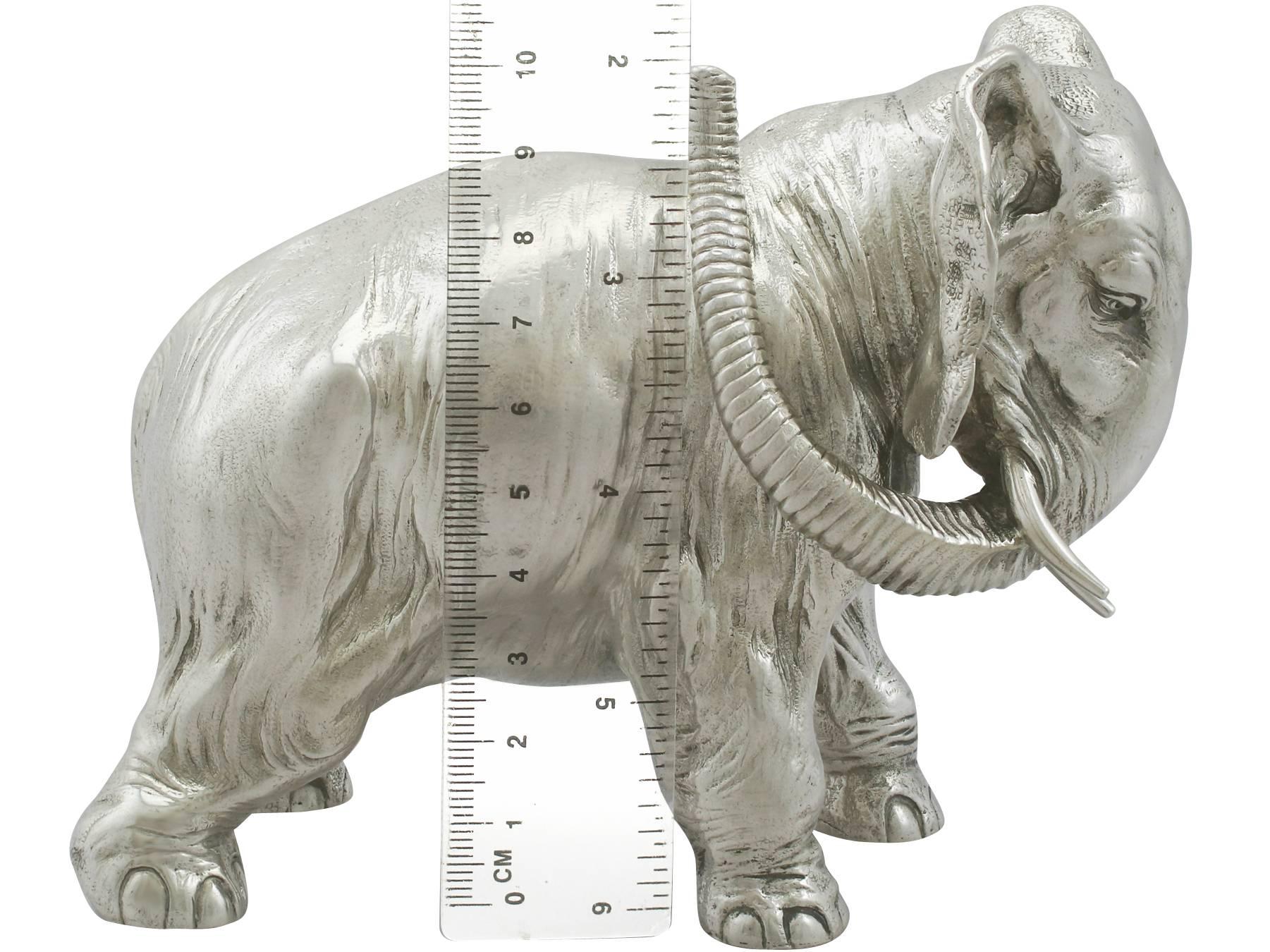 1890s Antique Russian Silver Table Ornament of an Elephant by Karl Fabergé 2