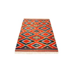 1890s Antique Rustic Red Allover Geometric Native American Navajo Flat Weave Rug