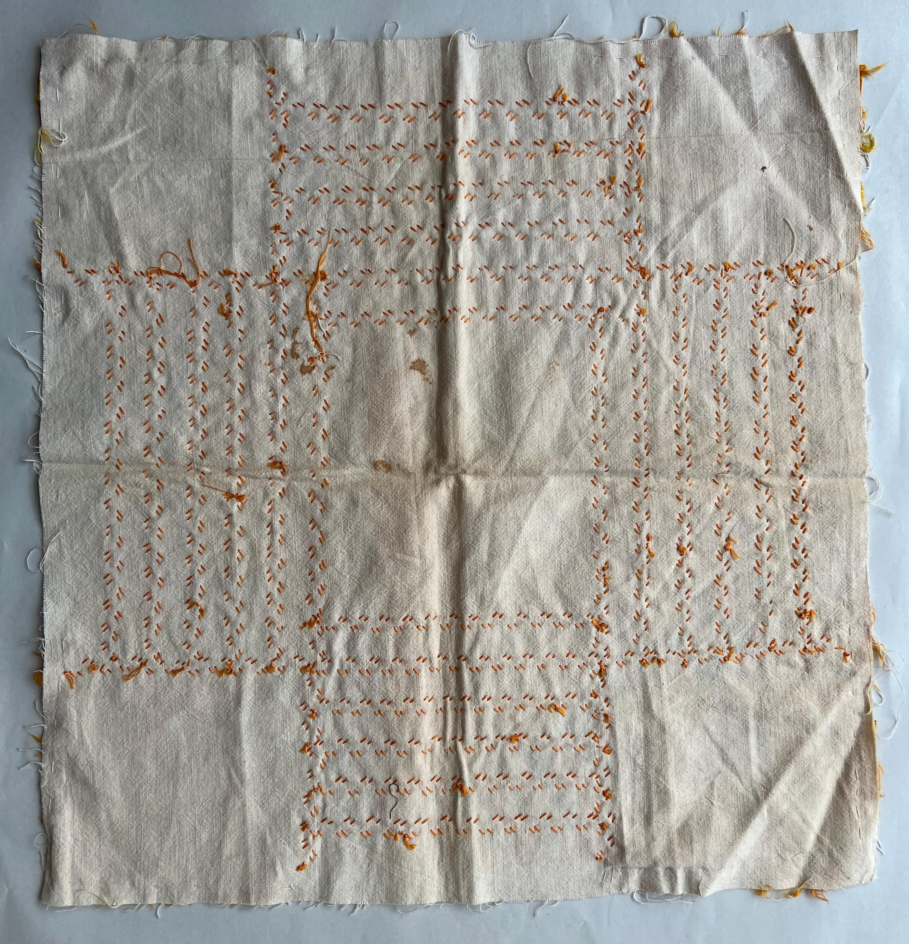 1890s Antique Silk Cigar Ribbon Hand Embroidered Quilt Block 2