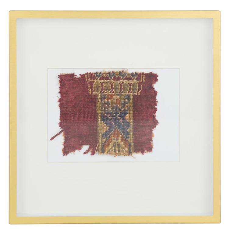 1890s Antique Turkish Hereke Rug Piece Wall and Table Decor in Gold ...