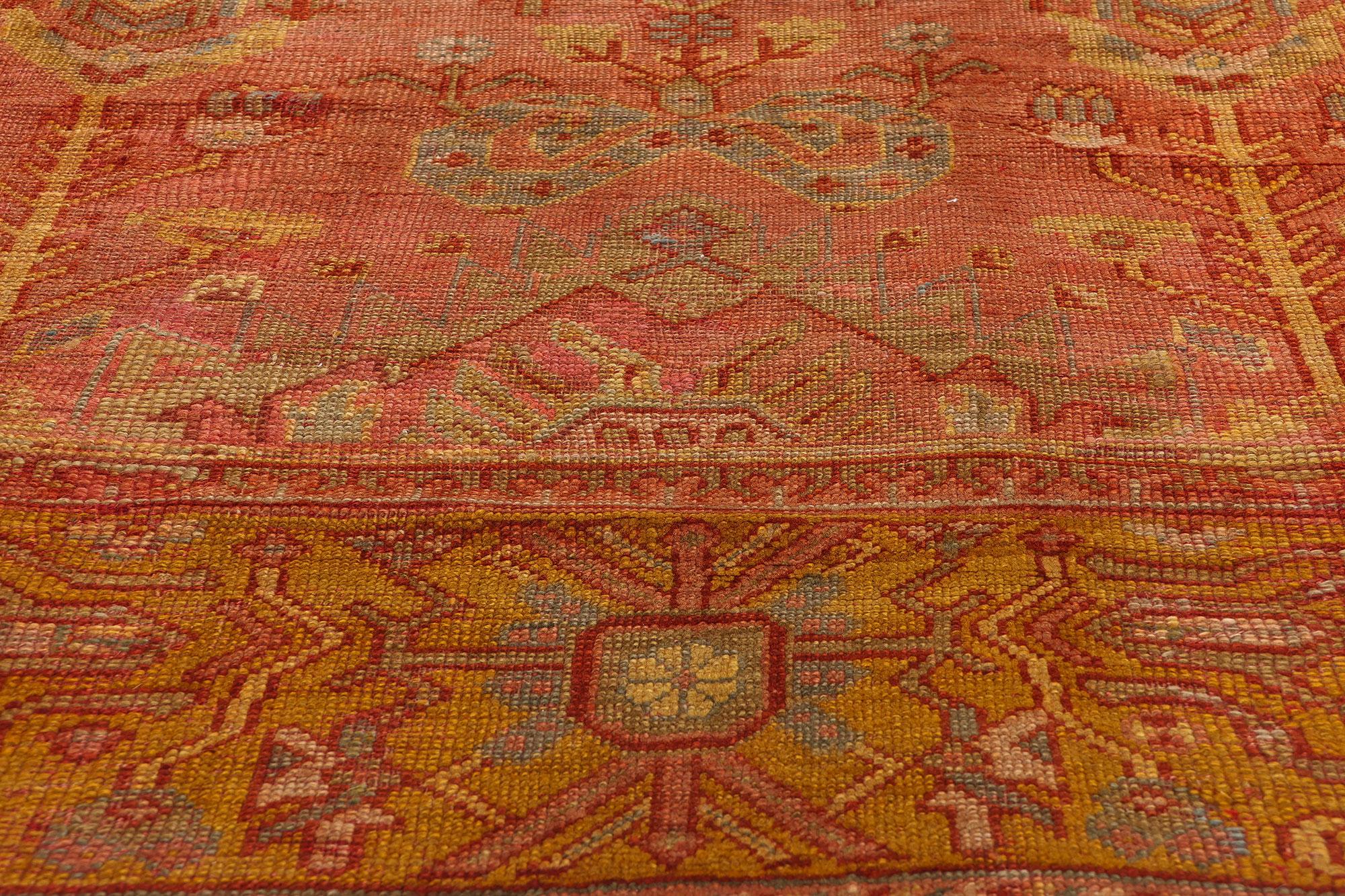 Wool Late 19th Century Turkish Oushak Tree of Life Carpet with Modern Style For Sale