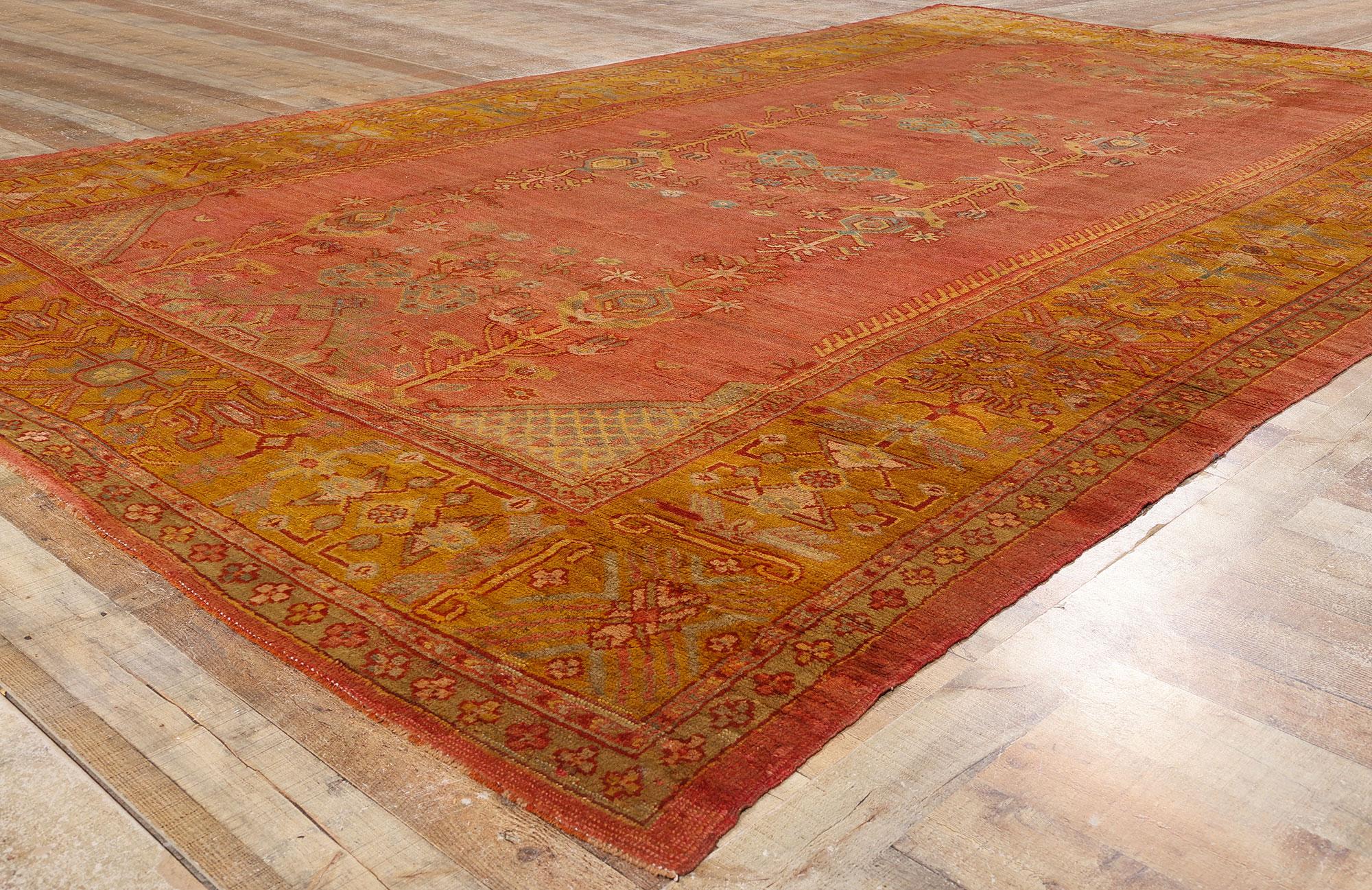 Late 19th Century Turkish Oushak Tree of Life Carpet with Modern Style For Sale 3