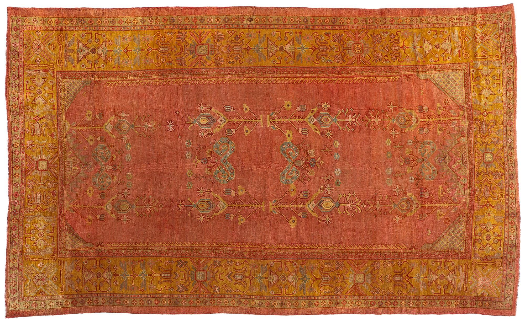 Late 19th Century Turkish Oushak Tree of Life Carpet with Modern Style For Sale 6