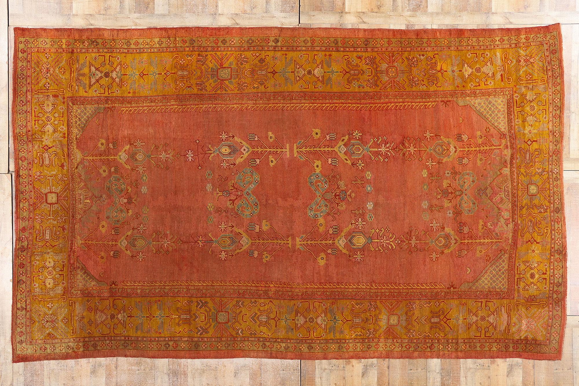 Late 19th Century Turkish Oushak Tree of Life Carpet with Modern Style For Sale 5