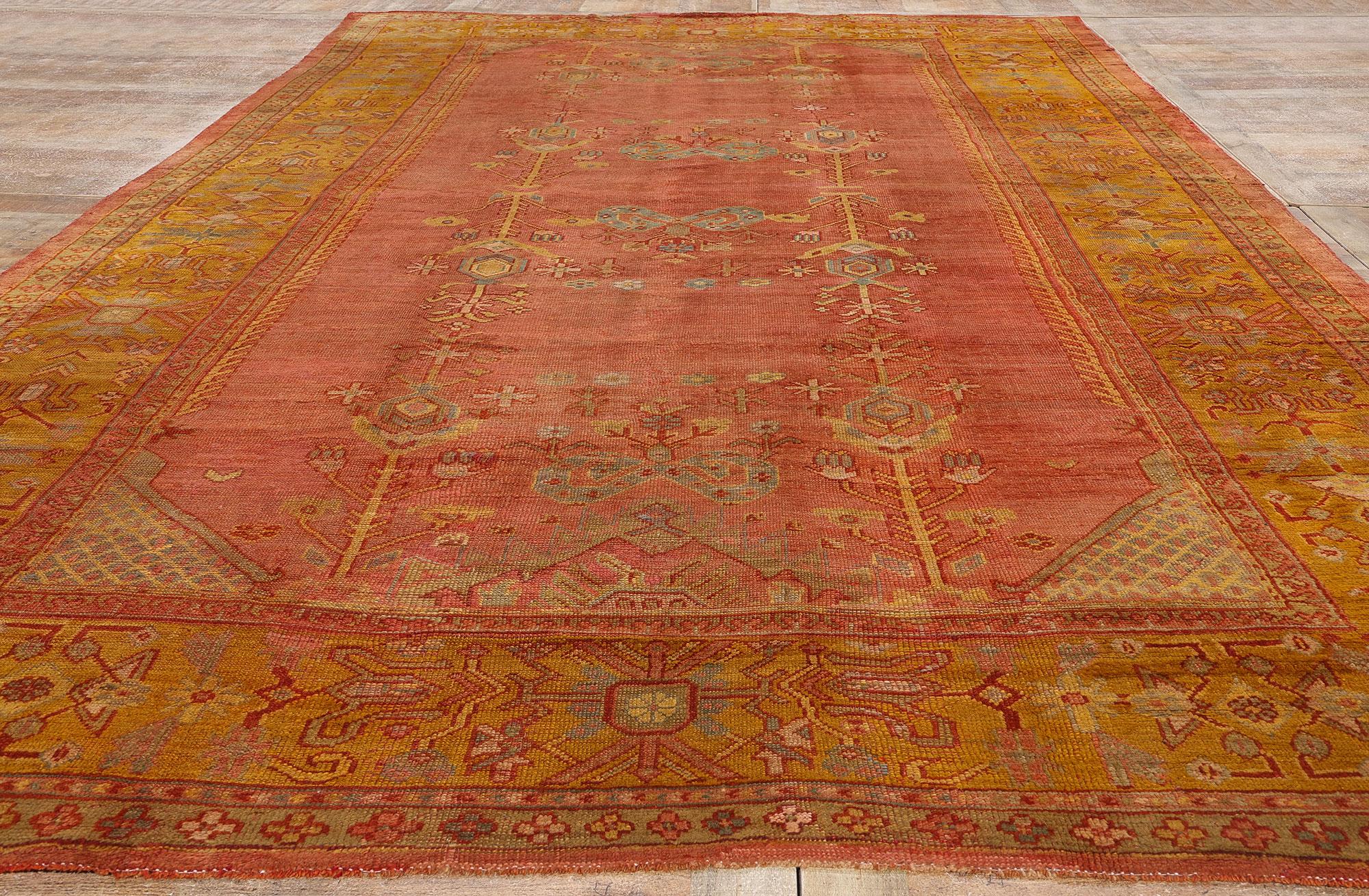 Late 19th Century Turkish Oushak Tree of Life Carpet with Modern Style For Sale 4