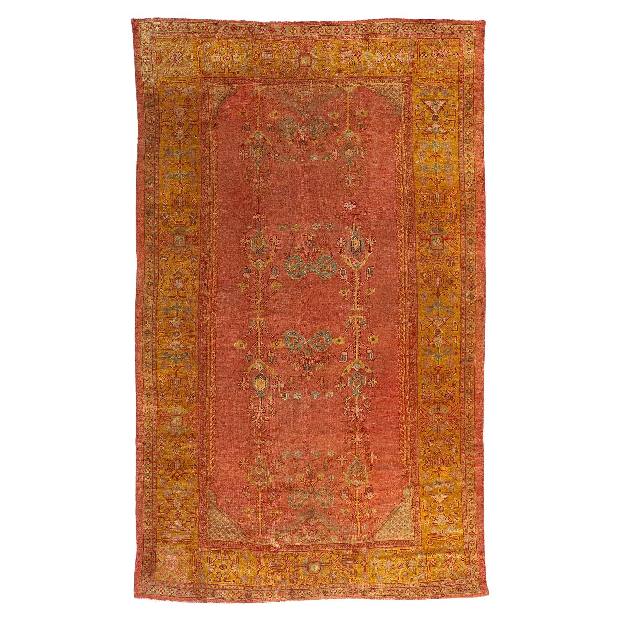 Late 19th Century Turkish Oushak Tree of Life Carpet with Modern Style For Sale