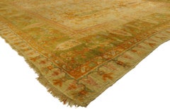 1890s Antique Turkish Oushak Rug, Italian Nonna Chic Meets Maximalist Style