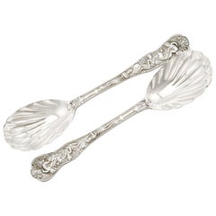 1890s Antique Victorian Sterling Silver Fruit Serving Spoons