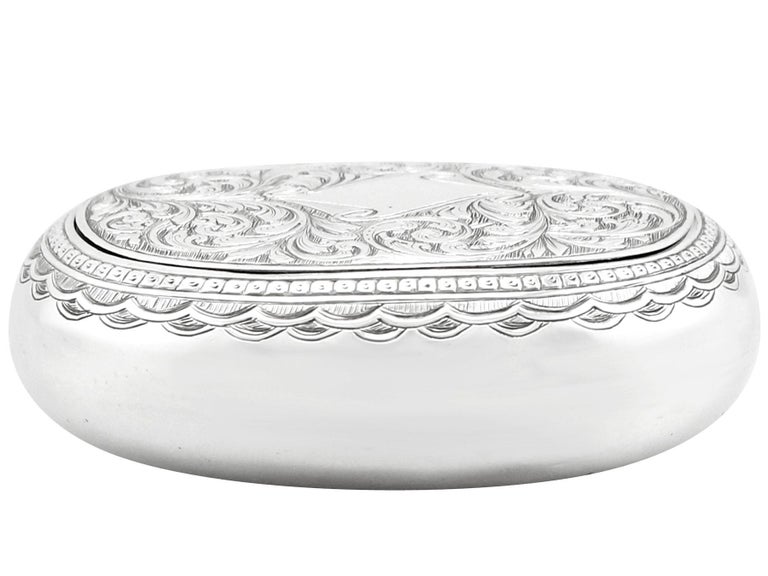 Engraved 1890s Antique Victorian Sterling Silver Tobacco Box For Sale