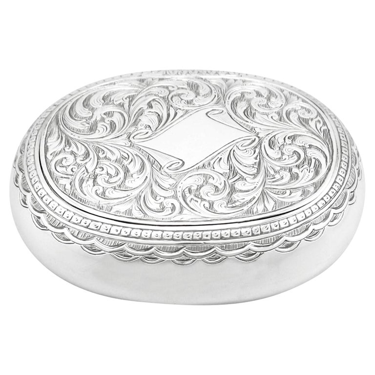 sterling silver tobacco box 1890s Antique Victorian Sterling Silver Tobacco Box