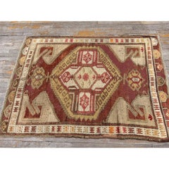 1890s Antique Warm Red Medallion Anatolian Turkish Knotted Pile Decorative Rug