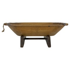 1890's, Used Wooden Dough Trough on Original Stand with Metal Details