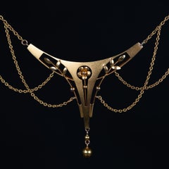 1890's Art Nouveau Minimalist Gold Halskette 14K Massivgold