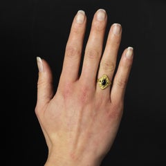 1890s Art Nouveau Sapphire 18 Karat Matte Yellow Gold Ring