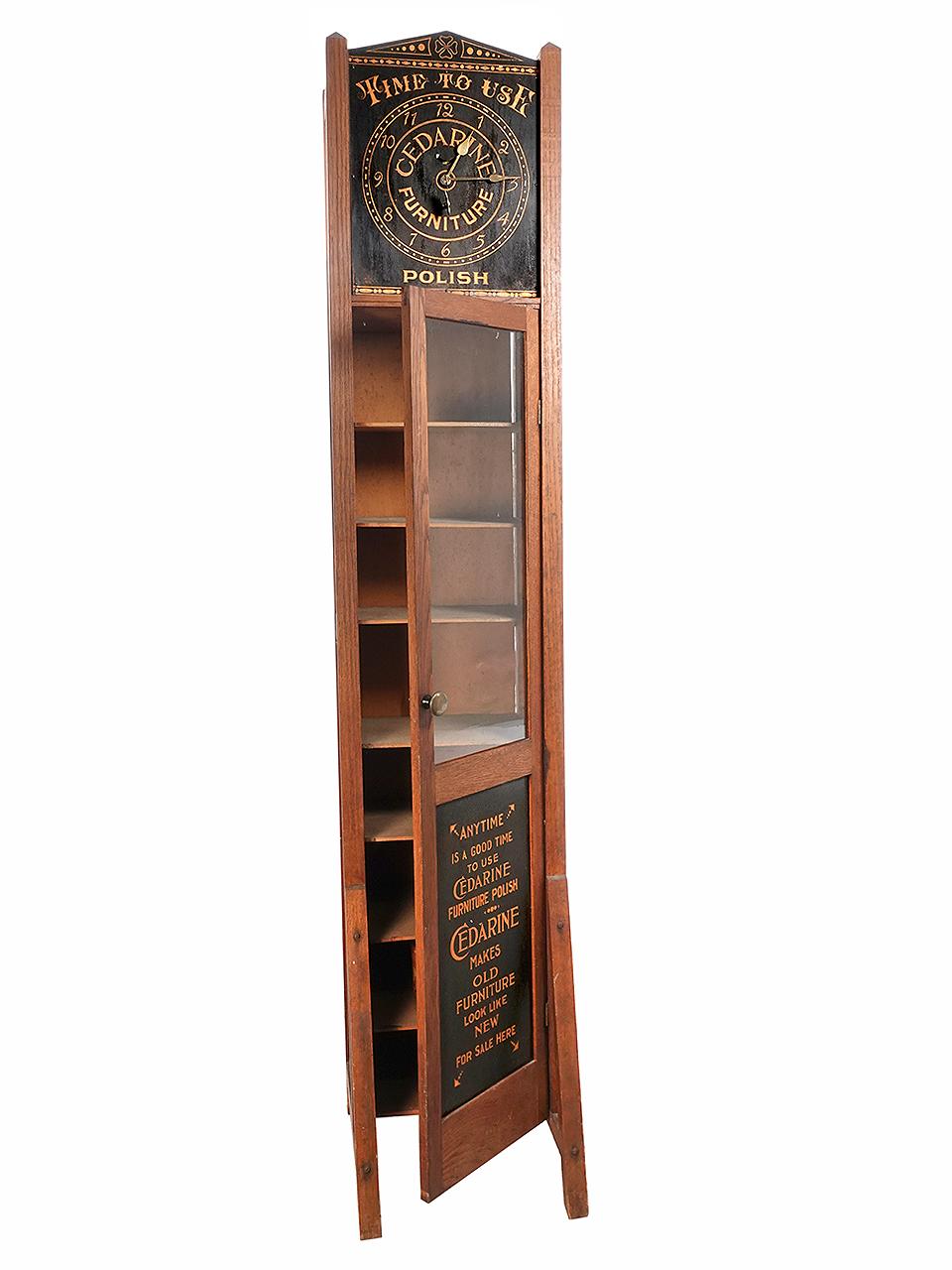 American 1890s Arts and Crafts Advertising Grandfather Clock and Cabinet For Sale