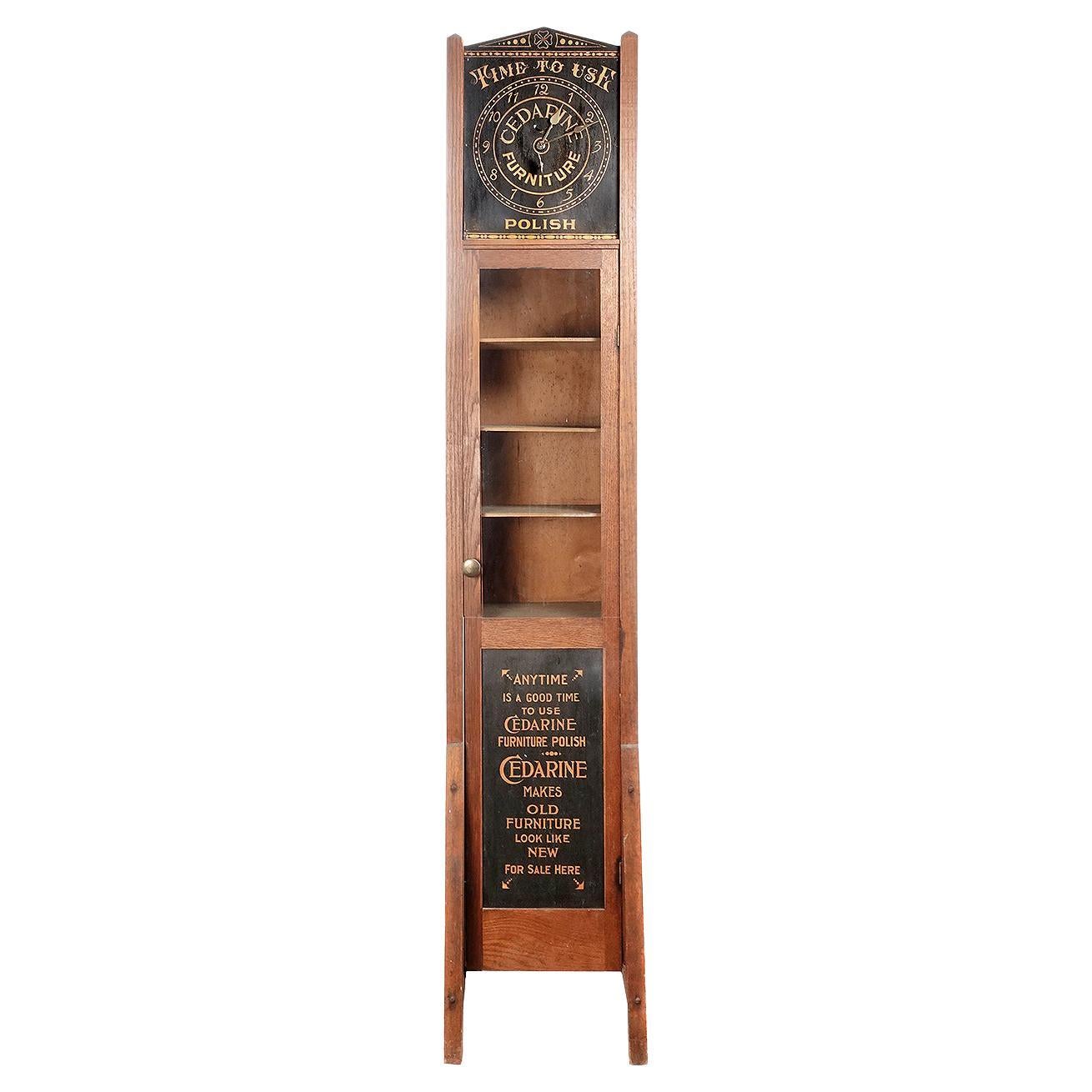 1890s Arts and Crafts Advertising Grandfather Clock and Cabinet For Sale