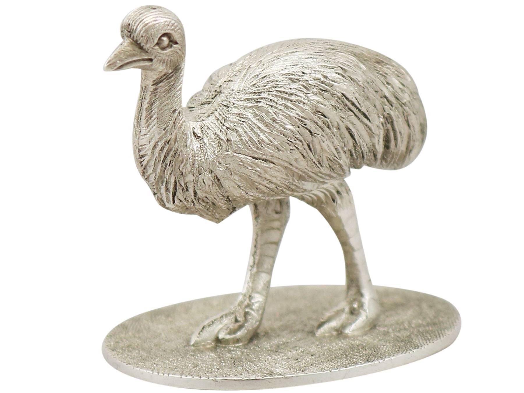 1890s Australian Pure Silver 'Emu' Ornament In Excellent Condition In Jesmond, Newcastle Upon Tyne